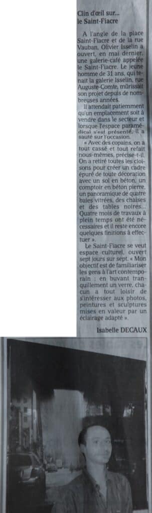 persartikel over "Le Saint Fiacre" koffie - Dijon - Frankrijk