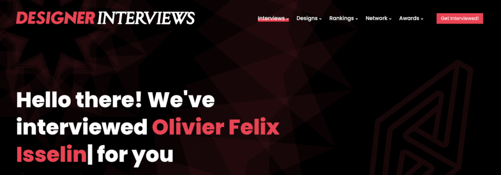 Banner Interviste al designer di Olivier Felix Isselin